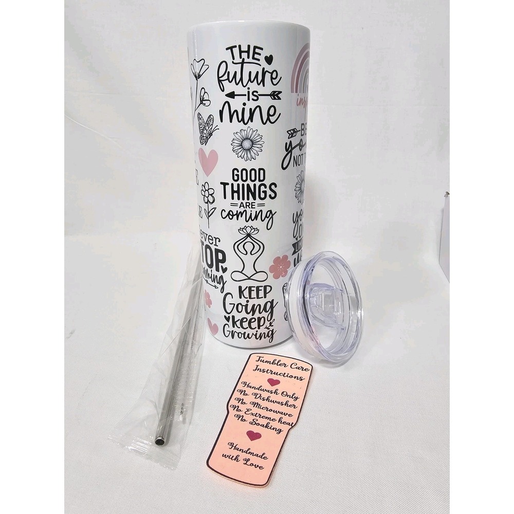Positive Encouraging Quotes Rainbow Fun 20oz Stainless Steel Skinny Tumbler